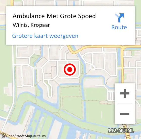 Locatie op kaart van de 112 melding: Ambulance Met Grote Spoed Naar Wilnis, Kropaar op 18 februari 2017 22:42