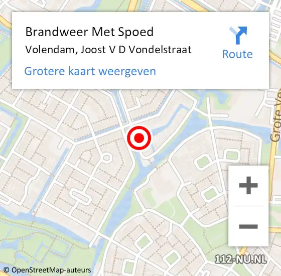 Locatie op kaart van de 112 melding: Brandweer Met Spoed Naar Volendam, Joost V D Vondelstraat op 18 februari 2017 22:54