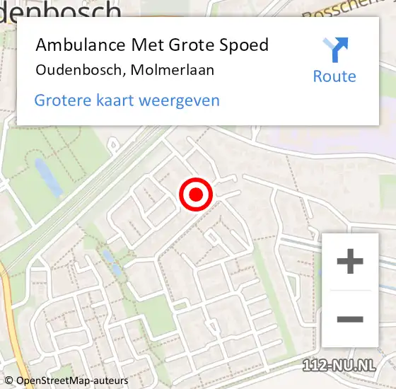 Locatie op kaart van de 112 melding: Ambulance Met Grote Spoed Naar Oudenbosch, Molmerlaan op 18 februari 2017 23:50