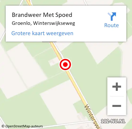 Locatie op kaart van de 112 melding: Brandweer Met Spoed Naar Groenlo, Winterswijkseweg op 18 februari 2017 23:56
