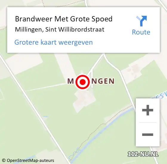 Locatie op kaart van de 112 melding: Brandweer Met Grote Spoed Naar Millingen, Sint Willibrordstraat op 19 februari 2017 00:07