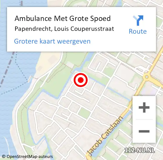Locatie op kaart van de 112 melding: Ambulance Met Grote Spoed Naar Papendrecht, Louis Couperusstraat op 19 februari 2017 00:29