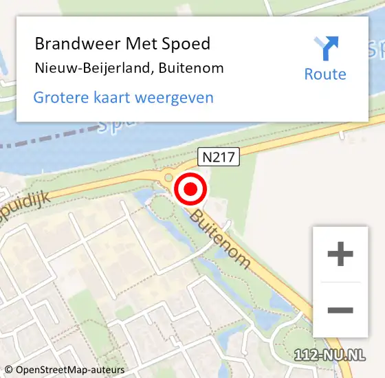 Locatie op kaart van de 112 melding: Brandweer Met Spoed Naar Nieuw-Beijerland, Buitenom op 19 februari 2017 00:35