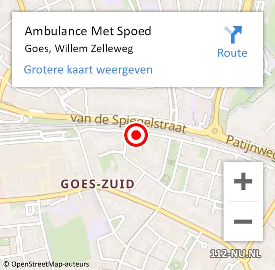 Locatie op kaart van de 112 melding: Ambulance Met Spoed Naar Goes, Willem Zelleweg op 19 februari 2017 01:10