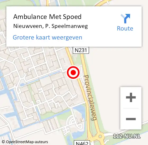 Locatie op kaart van de 112 melding: Ambulance Met Spoed Naar Nieuwveen, P. Speelmanweg op 11 januari 2014 14:26