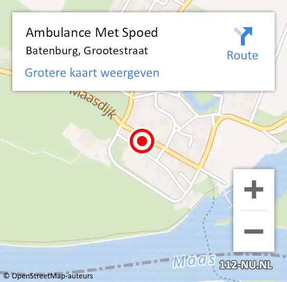 Locatie op kaart van de 112 melding: Ambulance Met Spoed Naar Batenburg, Grootestraat op 19 februari 2017 01:52