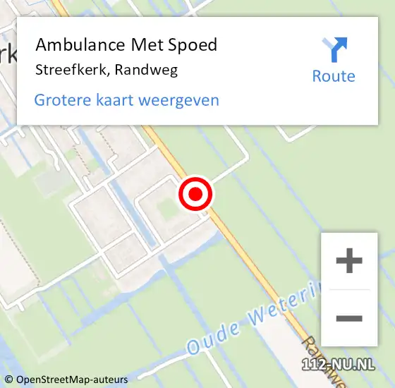 Locatie op kaart van de 112 melding: Ambulance Met Spoed Naar Streefkerk, Randweg op 19 februari 2017 01:57