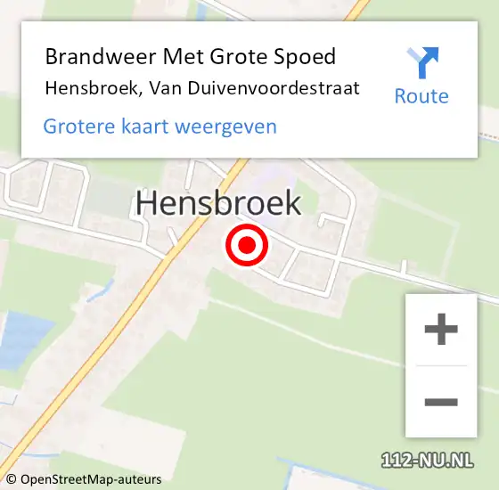 Locatie op kaart van de 112 melding: Brandweer Met Grote Spoed Naar Hensbroek, Van Duivenvoordestraat op 19 februari 2017 02:03