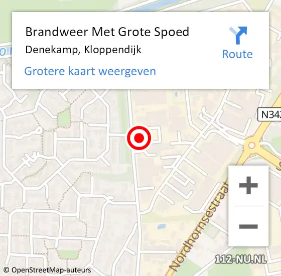 Locatie op kaart van de 112 melding: Brandweer Met Grote Spoed Naar Denekamp, Kloppendijk op 19 februari 2017 04:13