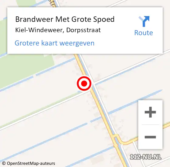 Locatie op kaart van de 112 melding: Brandweer Met Grote Spoed Naar Kiel-Windeweer, Dorpsstraat op 19 februari 2017 04:59