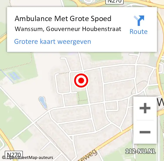 Locatie op kaart van de 112 melding: Ambulance Met Grote Spoed Naar Wanssum, Gouverneur Houbenstraat op 19 februari 2017 06:21