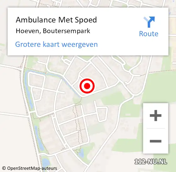 Locatie op kaart van de 112 melding: Ambulance Met Spoed Naar Hoeven, Boutersempark op 19 februari 2017 06:29