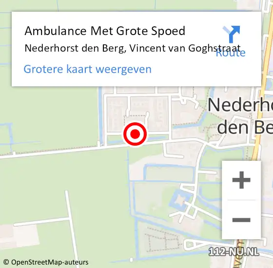 Locatie op kaart van de 112 melding: Ambulance Met Grote Spoed Naar Nederhorst den Berg, Vincent Van Goghstraat op 11 januari 2014 14:44