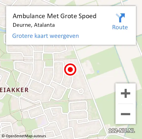 Locatie op kaart van de 112 melding: Ambulance Met Grote Spoed Naar Deurne, Atalanta op 19 februari 2017 08:03