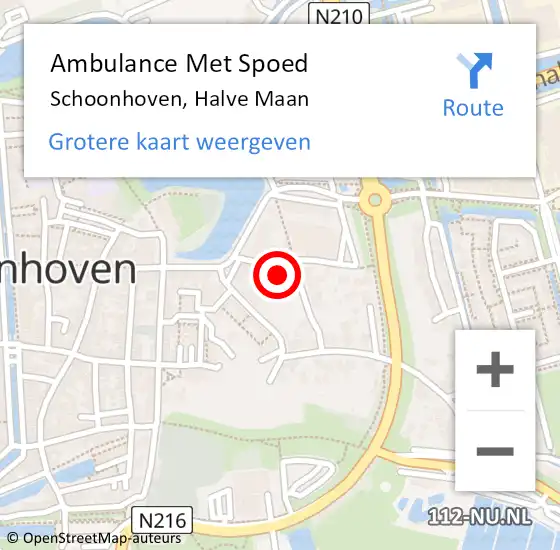 Locatie op kaart van de 112 melding: Ambulance Met Spoed Naar Schoonhoven, Halve Maan op 19 februari 2017 08:20