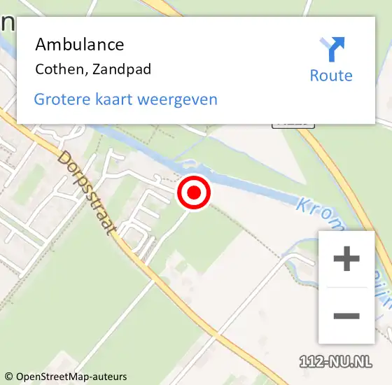 Locatie op kaart van de 112 melding: Ambulance Cothen, Zandpad op 19 februari 2017 09:01