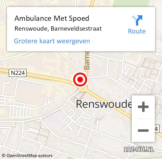 Locatie op kaart van de 112 melding: Ambulance Met Spoed Naar Renswoude, Barneveldsestraat op 19 februari 2017 09:12