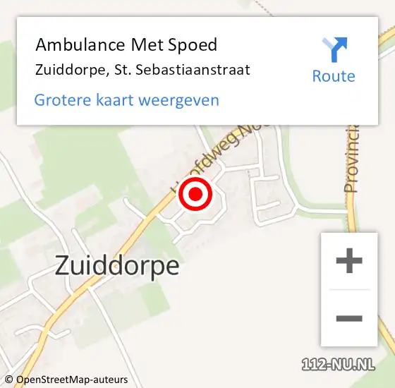 Locatie op kaart van de 112 melding: Ambulance Met Spoed Naar Zuiddorpe, St. Sebastiaanstraat op 19 februari 2017 10:36