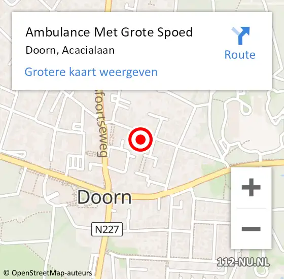 Locatie op kaart van de 112 melding: Ambulance Met Grote Spoed Naar Doorn, Acacialaan op 19 februari 2017 11:21