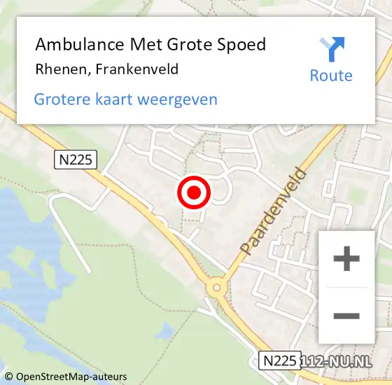 Locatie op kaart van de 112 melding: Ambulance Met Grote Spoed Naar Rhenen, Frankenveld op 19 februari 2017 12:06