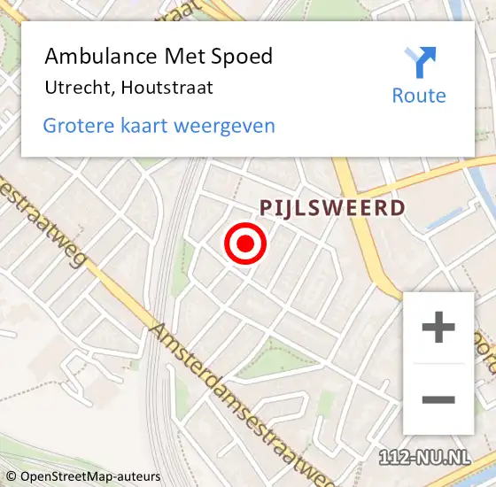 Locatie op kaart van de 112 melding: Ambulance Met Spoed Naar Utrecht, Houtstraat op 19 februari 2017 12:26