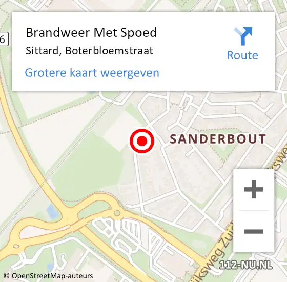 Locatie op kaart van de 112 melding: Brandweer Met Spoed Naar Sittard, Boterbloemstraat op 19 februari 2017 12:27