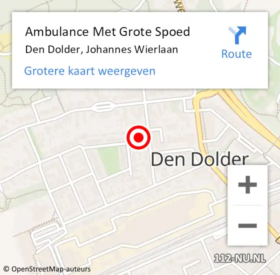 Locatie op kaart van de 112 melding: Ambulance Met Grote Spoed Naar Den Dolder, Johannes Wierlaan op 19 februari 2017 12:44