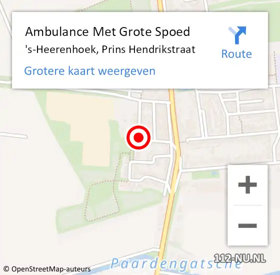 Locatie op kaart van de 112 melding: Ambulance Met Grote Spoed Naar 's-Heerenhoek, Prins Hendrikstraat op 19 februari 2017 12:55