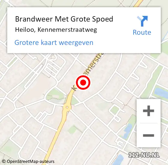 Locatie op kaart van de 112 melding: Brandweer Met Grote Spoed Naar Heiloo, Kennemerstraatweg op 19 februari 2017 13:23