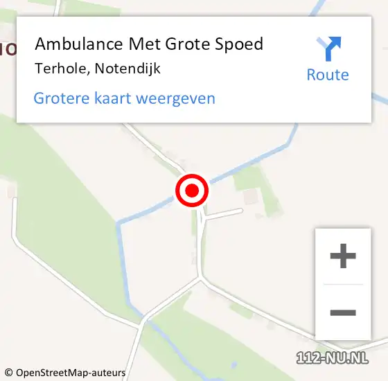Locatie op kaart van de 112 melding: Ambulance Met Grote Spoed Naar Terhole, Notendijk op 19 februari 2017 13:30