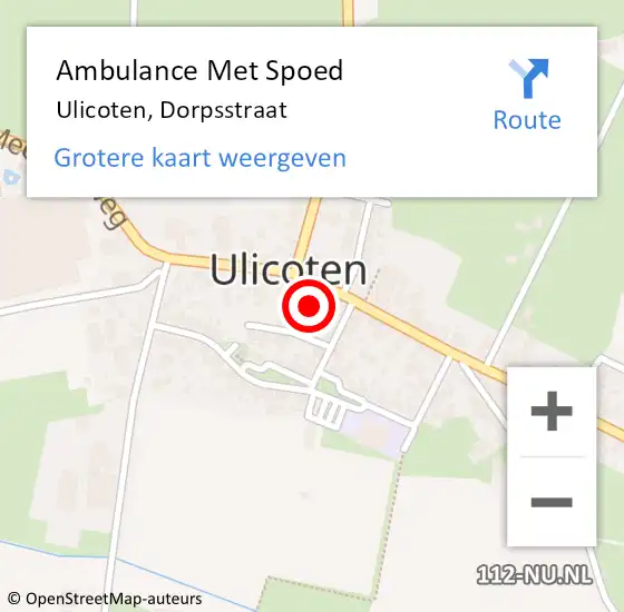 Locatie op kaart van de 112 melding: Ambulance Met Spoed Naar Ulicoten, Dorpsstraat op 19 februari 2017 13:53