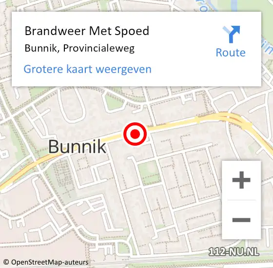 Locatie op kaart van de 112 melding: Brandweer Met Spoed Naar Bunnik, Provincialeweg op 19 februari 2017 14:35