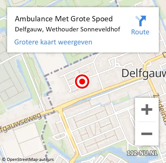 Locatie op kaart van de 112 melding: Ambulance Met Grote Spoed Naar Delfgauw, Wethouder Sonneveldhof op 19 februari 2017 14:40