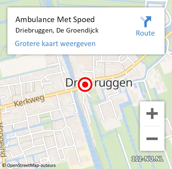 Locatie op kaart van de 112 melding: Ambulance Met Spoed Naar Driebruggen, De Groendijck op 19 februari 2017 14:59