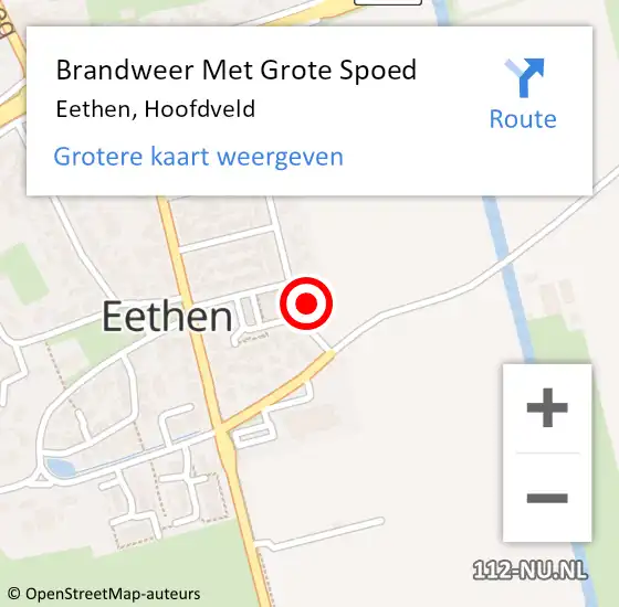 Locatie op kaart van de 112 melding: Brandweer Met Grote Spoed Naar Eethen, Hoofdveld op 19 februari 2017 15:14