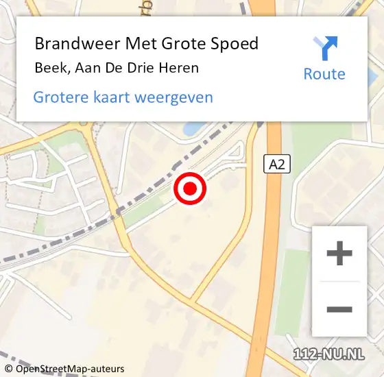 Locatie op kaart van de 112 melding: Brandweer Met Grote Spoed Naar Beek, Aan De Drie Heren op 19 februari 2017 15:30