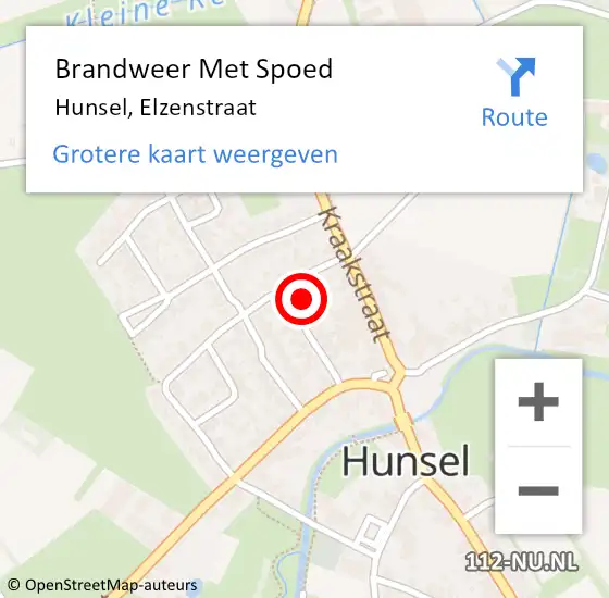 Locatie op kaart van de 112 melding: Brandweer Met Spoed Naar Hunsel, Elzenstraat op 19 februari 2017 15:30