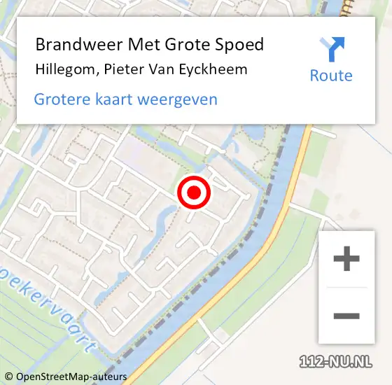 Locatie op kaart van de 112 melding: Brandweer Met Grote Spoed Naar Hillegom, Pieter Van Eyckheem op 19 februari 2017 15:49