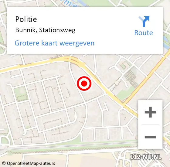 Locatie op kaart van de 112 melding: Politie Bunnik, Stationsweg op 19 februari 2017 15:59