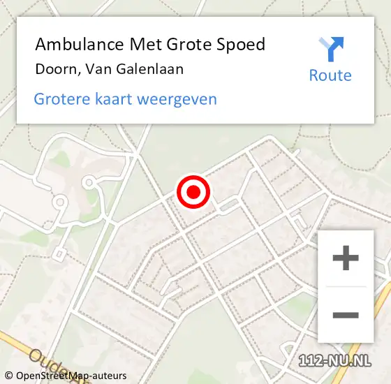 Locatie op kaart van de 112 melding: Ambulance Met Grote Spoed Naar Doorn, Van Galenlaan op 19 februari 2017 16:20