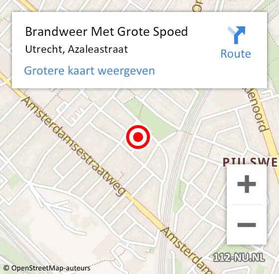 Locatie op kaart van de 112 melding: Brandweer Met Grote Spoed Naar Utrecht, Azaleastraat op 19 februari 2017 17:34