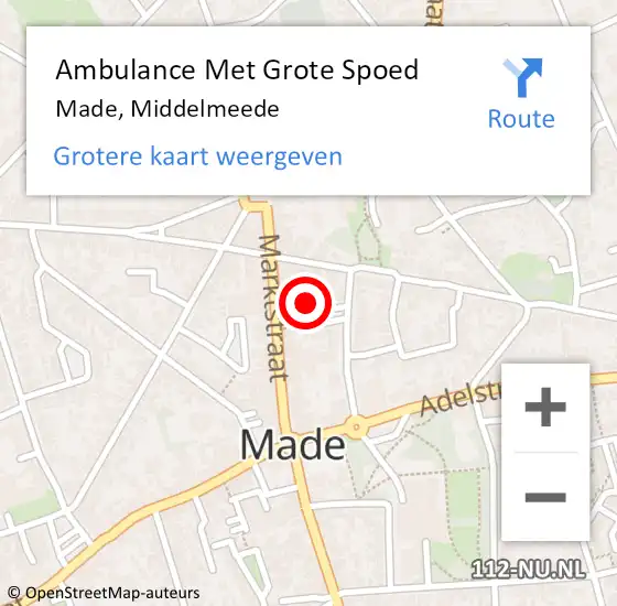 Locatie op kaart van de 112 melding: Ambulance Met Grote Spoed Naar Made, Middelmeede op 19 februari 2017 17:48