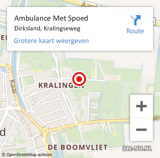 Locatie op kaart van de 112 melding: Ambulance Met Spoed Naar Dirksland, Kralingseweg op 19 februari 2017 17:59