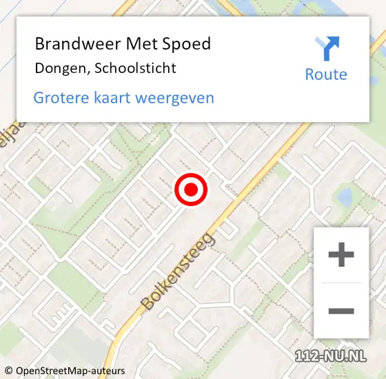 Locatie op kaart van de 112 melding: Brandweer Met Spoed Naar Dongen, Schoolsticht op 19 februari 2017 18:19