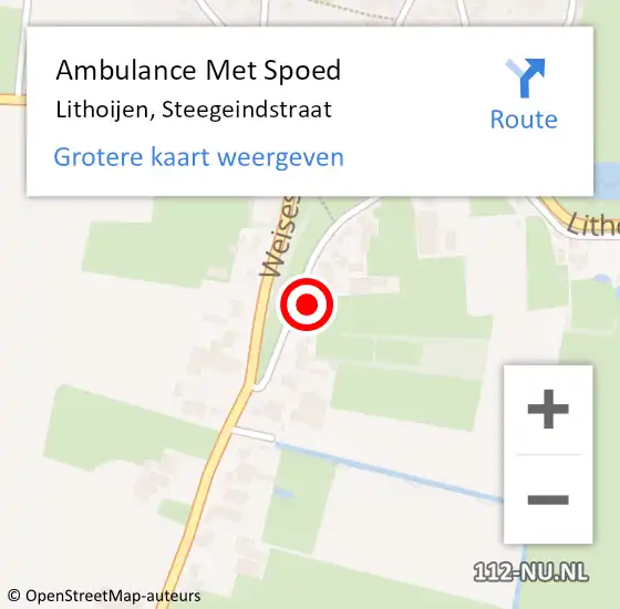 Locatie op kaart van de 112 melding: Ambulance Met Spoed Naar Lithoijen, Steegeindstraat op 19 februari 2017 18:21