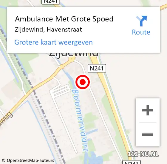 Locatie op kaart van de 112 melding: Ambulance Met Grote Spoed Naar Zijdewind, Havenstraat op 19 februari 2017 18:30