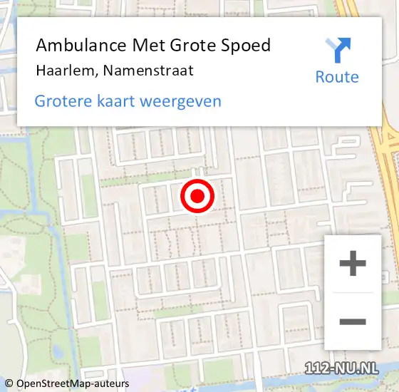 Locatie op kaart van de 112 melding: Ambulance Met Grote Spoed Naar Haarlem, Namenstraat op 19 februari 2017 19:44