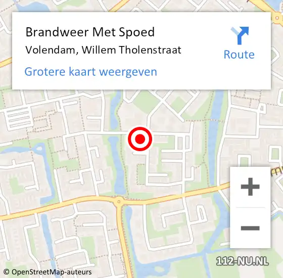 Locatie op kaart van de 112 melding: Brandweer Met Spoed Naar Volendam, Willem Tholenstraat op 11 januari 2014 15:54