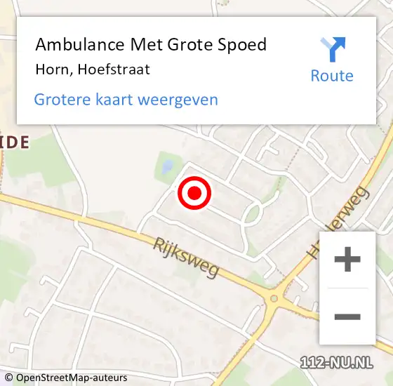 Locatie op kaart van de 112 melding: Ambulance Met Grote Spoed Naar Horn, Hoefstraat op 19 februari 2017 20:06