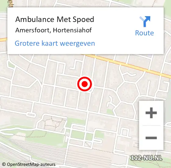 Locatie op kaart van de 112 melding: Ambulance Met Spoed Naar Amersfoort, Hortensiahof op 19 februari 2017 20:42